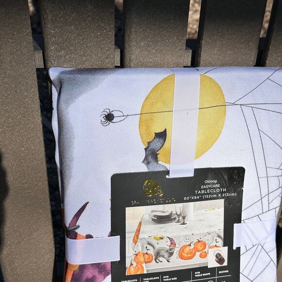 Grammercy Studio Spillproof Halloween Tablecloth 60x84 Ghost Owl Web Hat NWT - Picture 6 of 16